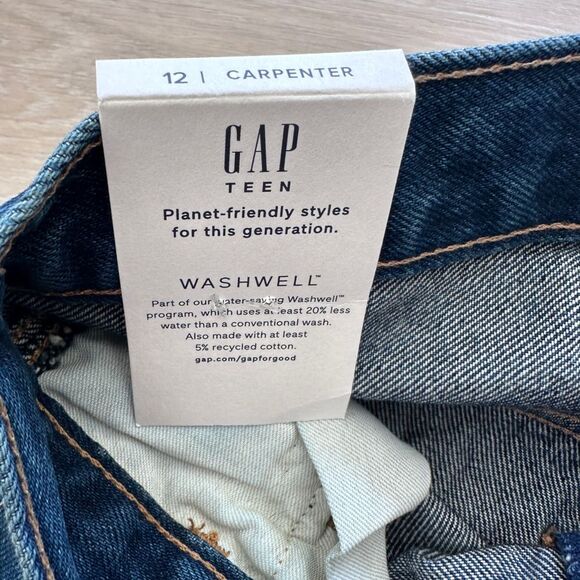 GAP Boys Teen Carpenter Jeans, Medium Wash, Size 12, NWT - Picture 3 of 10